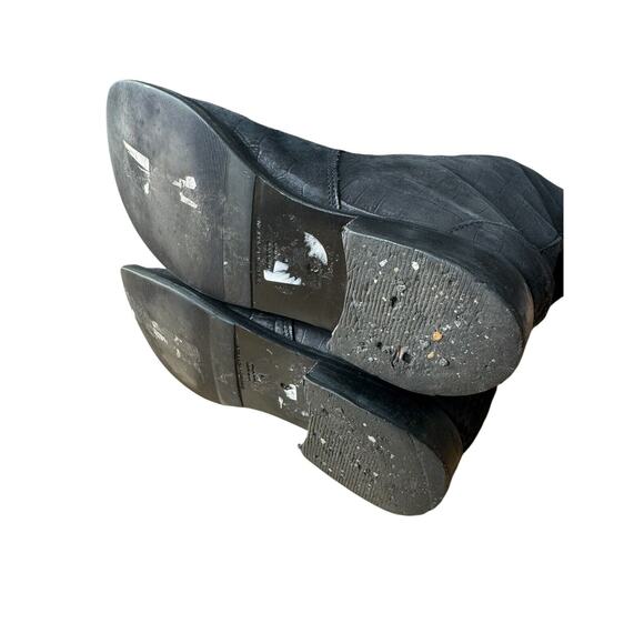 Sigerson Morrison Tall Boots Black Leather Embossed Croc Print Size 8 $695 - Picture 7 of 7